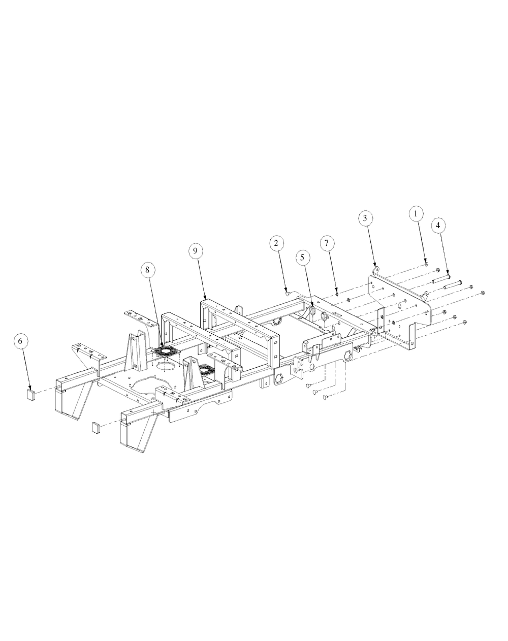 Frame Assembly Diagram and Parts List for M60-KW ROPS-53BH5D8X750-25HP-OHV Cub Cadet Lawn Tractor